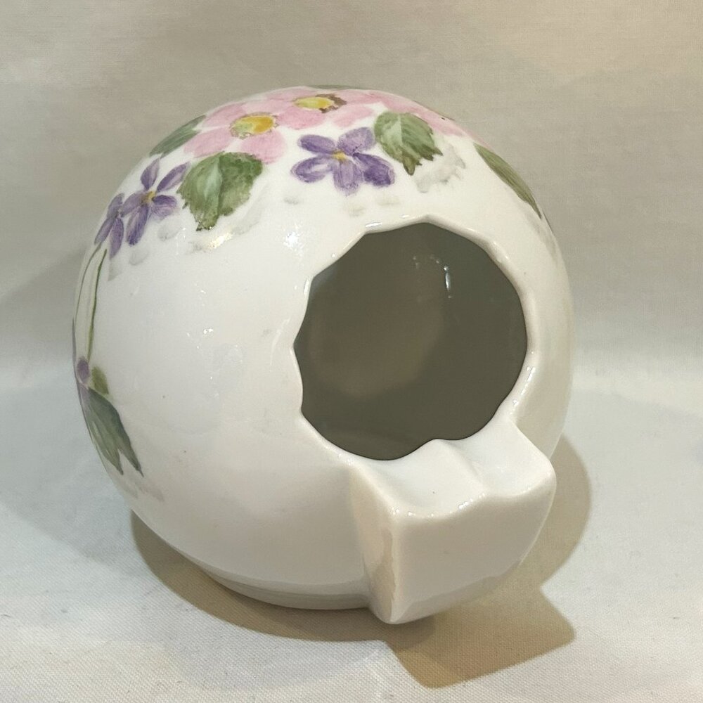 Vintage ACI Japan Porcelain Ball Shaped Ashtray Hand Painted Floral